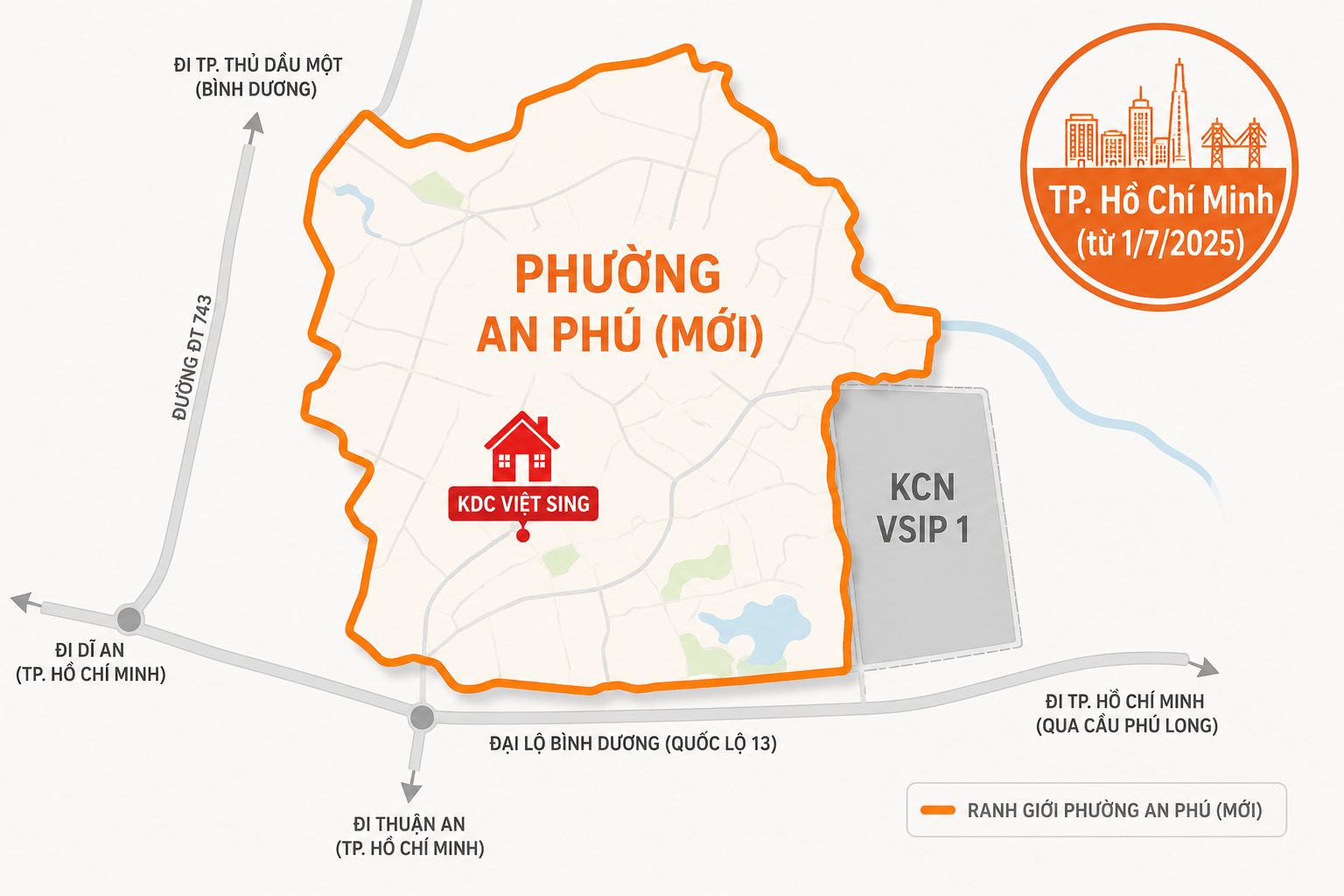 Địa giới hành chính KDC Việt Sing sau sát nhập