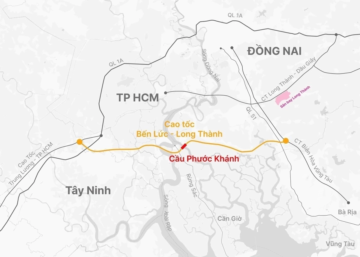 Hướng tuyến cao tốc Bến Lức Long Thành