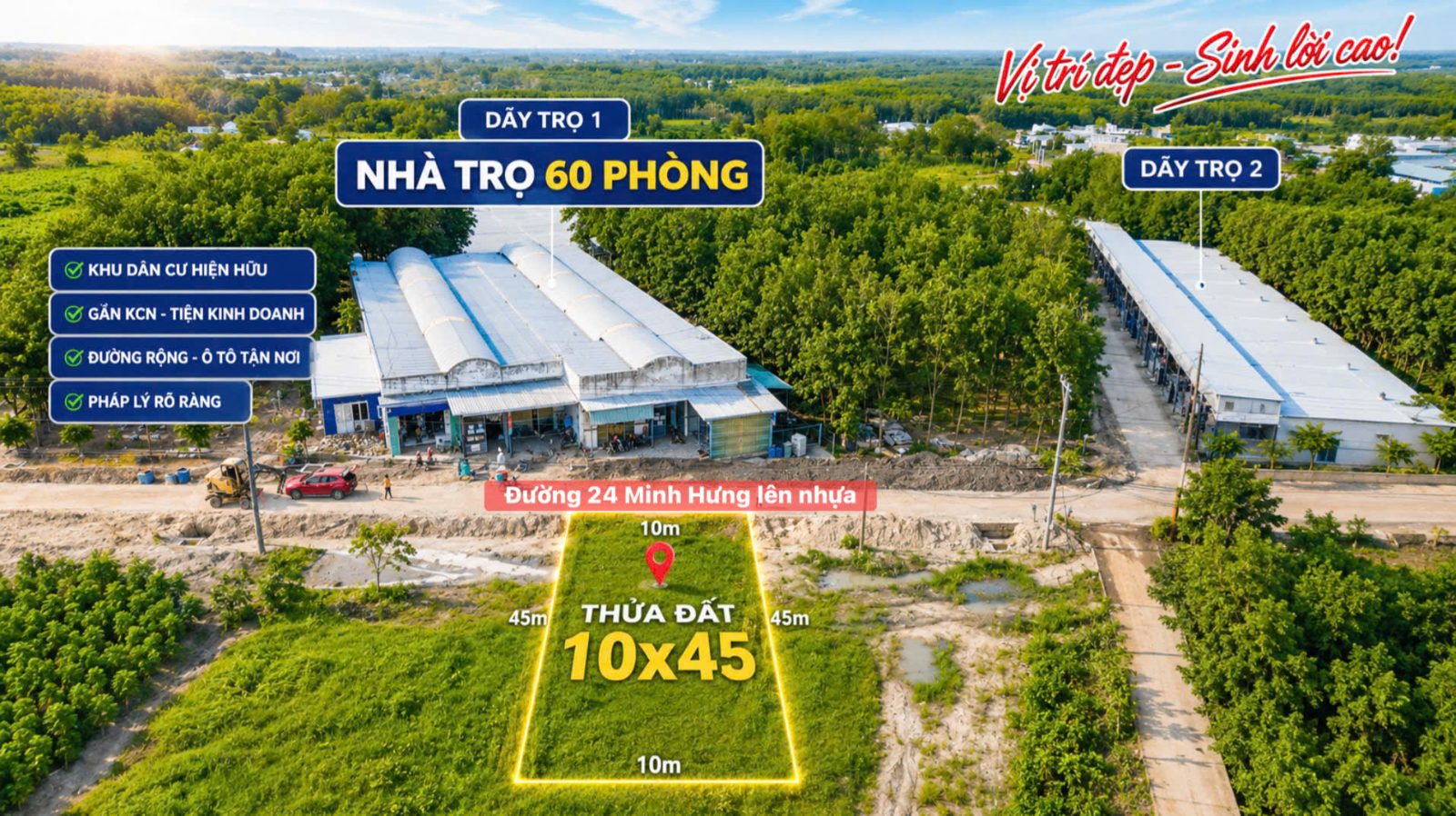 Hot cặp nền xây trọ kế KCN Minh Hưng có thổ cư sẵn tại Minh Hưng, Chơn Thành, Bình Phước - ảnh 1