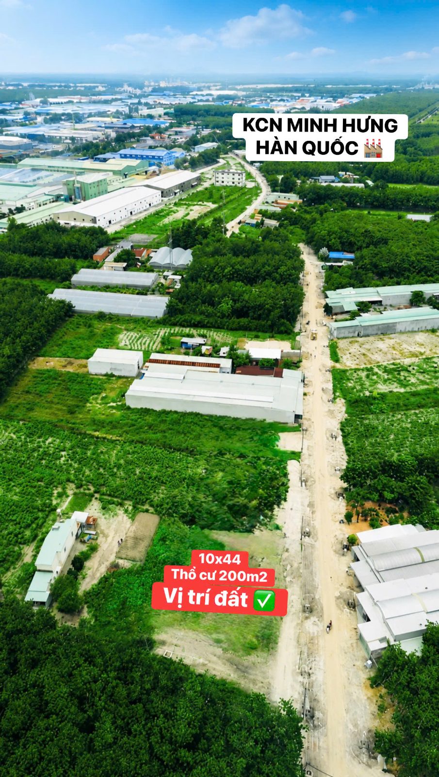 Đất 225m2 sẵn thổ cư sát KCN Minh Hưng giá 780TR